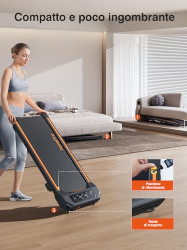 homeTro Kompaktes Laufbänder für Zuhause/Büro mit Neigung - Tragbares Unter Schreibtisch Walking Pad für Walking/Jogging, einstellbare Geschwindigkeit/APP-Steuerung/großer LED-Bildschirm - Montagefrei - 3