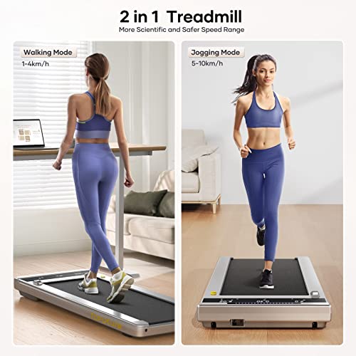 Electric Treadmill Space Saving, Walking Pad Laufband mit LED, 1-10km/h Laufband für Zuhause, Under Desk Schreibtisch Treadmill für Zuhause & Büro, Großer Lauffläche, Fernbedienung und App - 2