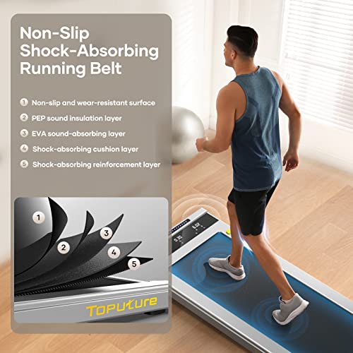 Electric Treadmill Space Saving, Walking Pad Laufband mit LED, 1-10km/h Laufband für Zuhause, Under Desk Schreibtisch Treadmill für Zuhause & Büro, Großer Lauffläche, Fernbedienung und App - 3