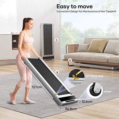 Electric Treadmill Space Saving, Walking Pad Laufband mit LED, 1-10km/h Laufband für Zuhause, Under Desk Schreibtisch Treadmill für Zuhause & Büro, Großer Lauffläche, Fernbedienung und App - 7