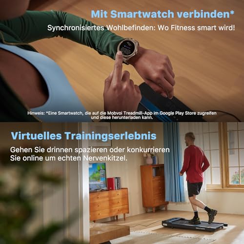 Mobvoi Home Walking Laufband, Walking Pad, Laufband-Schreibtisch, kompakte Laufbänder, 1–6 km/h, tragbares Laufband, 2,25 PS, Geh- und Jogginggerät mit Fernbedienung, LED-Anzeige, für Zuhause und Büro - 4