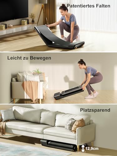 WalkingPad A1 Pro Klappbar Laufband für Zuhause, Maximale Belastung 136 KG Walking Pad, Kompaktes Laufband Schreibtisch für Büro 0,5-6 km/h Geschwindigkeit mit APP & Fernbedienung - 3