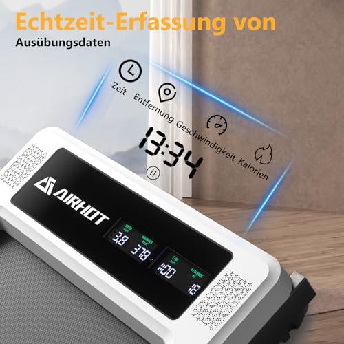 Walking Pad Laufband, 2.5 PS Untertisch-Laufband mit Fernbedienung und LED-Anzeige, leises Schreibtisch-Laufband für kompakten Platz, tragbares Laufband für den Einsatz im Heimbüro, Weiß - 4