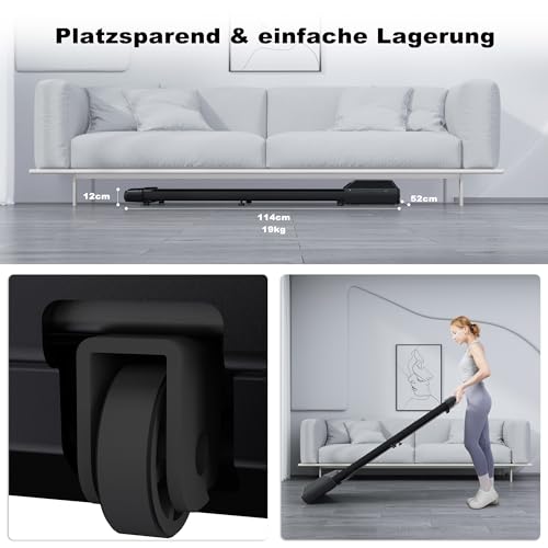 DeerRun Walking Pad, 2.5HP Laufband für Zuhause Schreibtisch 136kg, Under Desk Running Pad for Home, 6km/h Laufbänder Klein, Treadmill Mini Büro Laufband Leise,Schwarz - 5