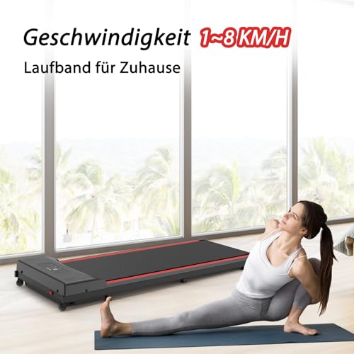 TODO Laufband, Walking Pad, Laufband Schreibtisch, Laufband für Zuhause, 1-8 km/h Geschwindigkeit, 550W Motor mit Fernbedienung und LCD-Anzeige(Maximalgewicht 110 kg) - 3