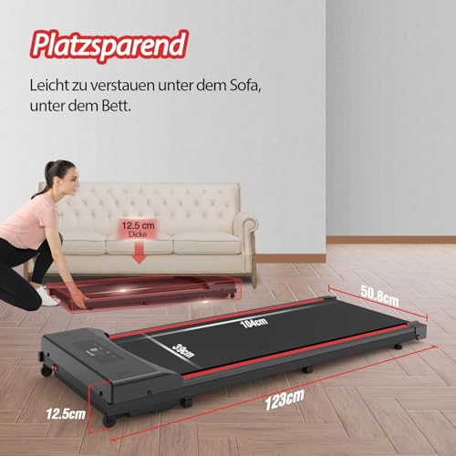 TODO Laufband, Walking Pad, Laufband Schreibtisch, Laufband für Zuhause, 1-8 km/h Geschwindigkeit, 550W Motor mit Fernbedienung und LCD-Anzeige(Maximalgewicht 110 kg) - 4