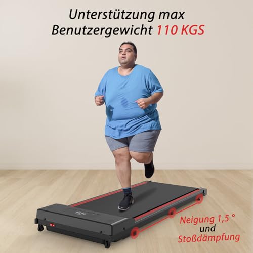 TODO Laufband, Walking Pad, Laufband Schreibtisch, Laufband für Zuhause, 1-8 km/h Geschwindigkeit, 550W Motor mit Fernbedienung und LCD-Anzeige(Maximalgewicht 110 kg) - 7