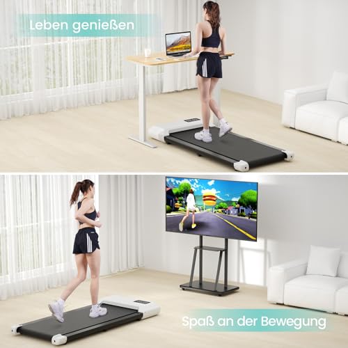 DeerRun Walking Pad bis 6 km/h - Laufband Schreibtisch mit Pitpat APP - 1864w Mini Treadmill Leise für Zuhause/Büro, Keine Installation erforderlich - 2