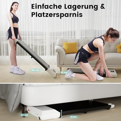 DeerRun Walking Pad bis 6 km/h - Laufband Schreibtisch mit Pitpat APP - 1864w Mini Treadmill Leise für Zuhause/Büro, Keine Installation erforderlich - 5