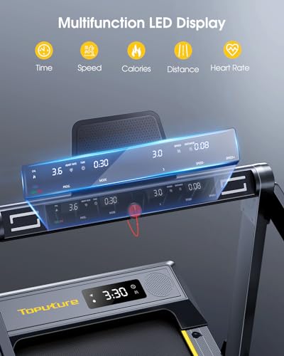 Elektrisches Laufband, zusammenklappbar, 16 km/h Home Treadmill, 2-in-1 Laufband unter Schreibtisch, Doppel-LED-Display, 12 Programme, Herzfrequenz, App und Fernbedienung, Garantie und Unterstützung - 3