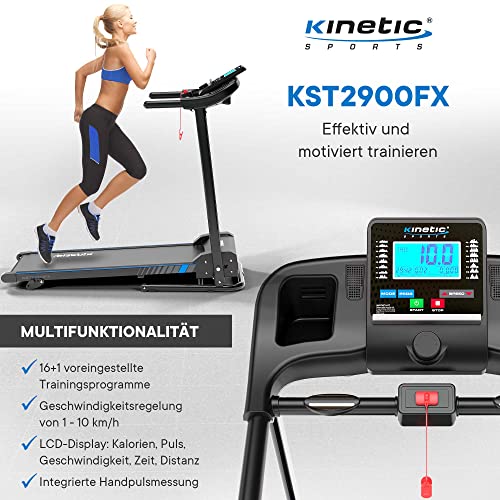 KINETIC SPORTS Laufband klappbar KST2900FX - 750 Watt leiser Elektromotor, Extra breite 40 cm Lauffläche, 16+1 Programme, Manuelle Steigung, GEH- und Lauftraining, LCD Display, 10 km/h, bis 120 kg - 3