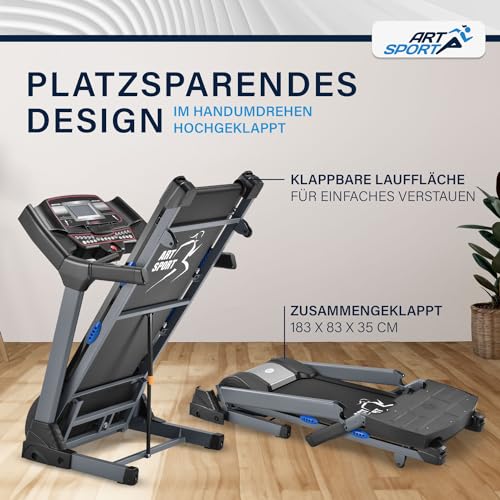 ArtSport Laufband Speedrunner 6000 klappbar - 22 km/h, 99 Programme, 22 Steigungsstufen, 7 Zoll LCD Display, bis 150 kg, Lauffläche: 133 x 50 cm - 7