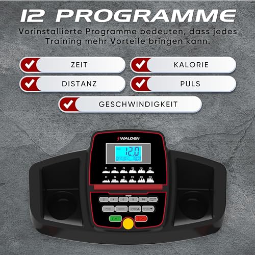 Elektrisches Laufband für Zuhause, faltbar, 1 – 2,5 PS, 12 voreingestellte Programme, LCD-Display, 1 – 10 km/h, 1 – 12 km/h, Modell 2023, manuelle Neigung in 3 Stufen (3680) - 3