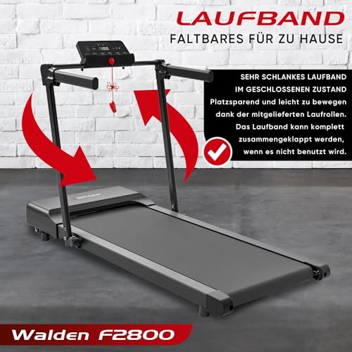 Elektrisches Laufband für Zuhause, Büro, Joggen, Laufen, ultraflach, schmal, Fitness, Workout, Fernbedienung, Walden F2800 (F2800DE) - 2