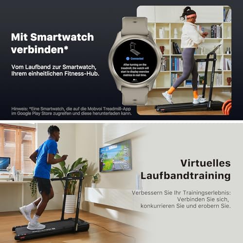 Mobvoi Home Laufband SE, 3-in-1-Klapplaufband, elektrisches Laufband, 2,5 PS, kompakt tragbar unter dem Schreibtisch, 12 km/h, Fernbedienung, LED-Anzeige, platzsparend, für Zuhause und Büro, 120 kg - 6