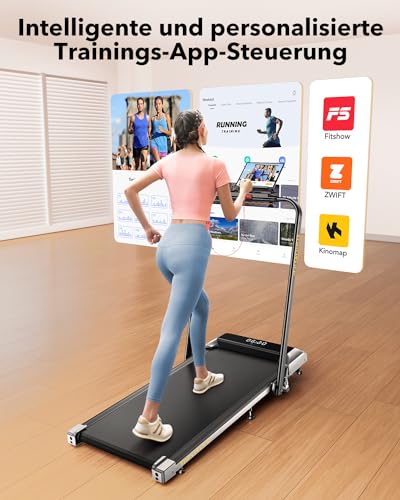 Walking Pad Laufband mit Neigung, 2 in 1 Laufband für Zuhause, 1-12km/h Klappbar Laufband mit Steigung, Under Desk Schreibtisch Treadmill für Zuhause & Büro, Fernbedienung und App, Leiser Motor - 5