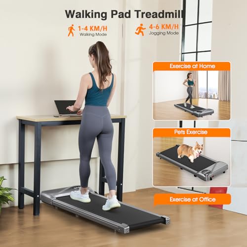 Walking Pad Laufband für Zuhause 120kg,1-6km/h das Mini-Laufband fürs Homeoffice eine Motorleistung von 2.5 PS (Silver) - 2