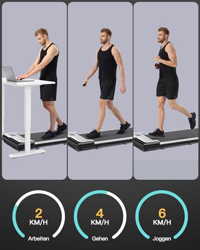 UMAY Laufband für Zuhause klappbar 1650W, Walking Pad mit extra breitem 41 cm Laufband, rutschfest und stoßdämpfend Treadmill for Home mit Einer Tragfähigkeit von 110 KG,S1 Silbrig - 2