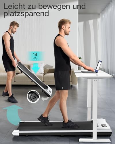 UMAY Laufband für Zuhause klappbar 1650W, Walking Pad mit extra breitem 41 cm Laufband, rutschfest und stoßdämpfend Treadmill for Home mit Einer Tragfähigkeit von 110 KG,S1 Silbrig - 6