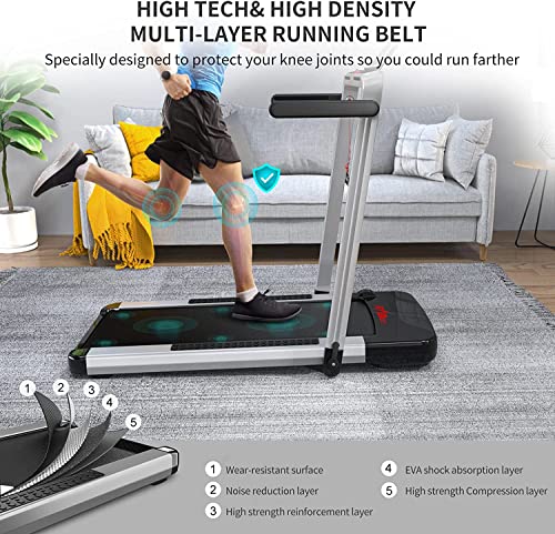 Klappbar Laufband für Zuhause, 2 in 1 Walking Pad, Gehunterlage mit großer Lauffläche, 14 km/h Home Treadmill, LCD Display, Keine Installation erforderlich, 12 Laufprogramme, Intelligente APP - 6