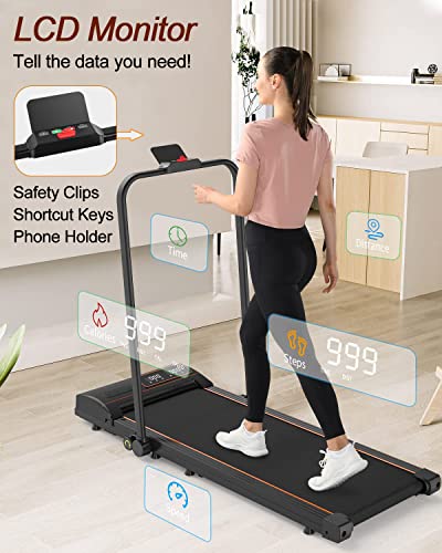 TODO Laufband, Walking Pad, Laufband Klappbar, Laufband für Zuhause 1-12 KM/H Laufband Schreibtisch Fitnessgeräte für Zuhause mit Fernbedienung, LCD-Anzeige und Handläufe - 3