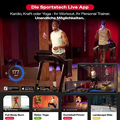 Sportstech F10 Klappbar Laufband für Zuhause - Deutsches Qualitätsunternehmen | App-Funktion + Schmierfunktion + 13 Programme | 1PS Geschwindigkeit bis zu 10 km/h | Steigung 120 kg Max - 7