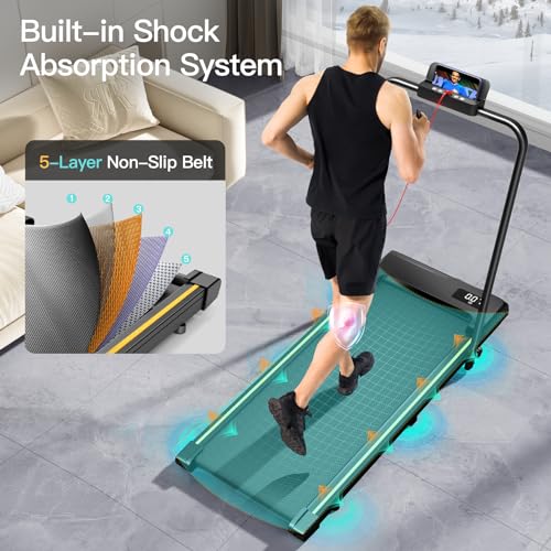 UMAY 2-in-1 Laufband für Zuhause klappbar 1650W, Walking Pad mit extra breitem 41 cm Laufband, rutschfest und stoßdämpfend Treadmill for Home mit Einer Tragfähigkeit von 115 KG,C1 Schwarz - 6